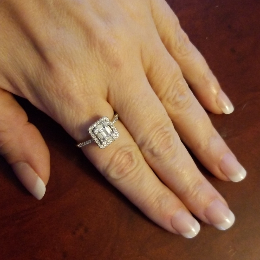 CZ Baguette Halo 925 Ring
